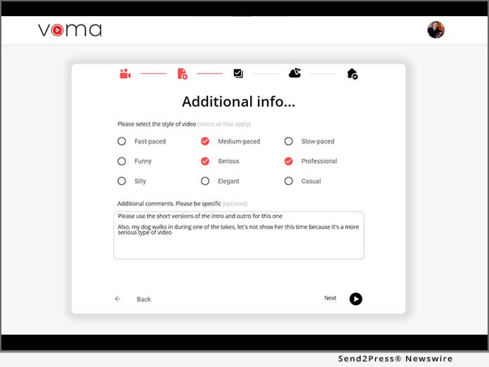 Video order process in VOMA