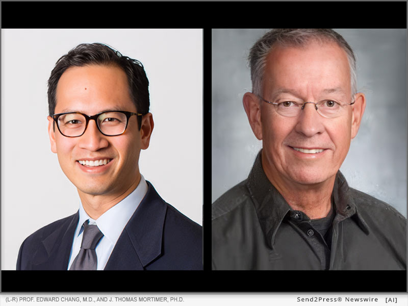 (L-R) Prof. Edward Chang, M.D., and J. Thomas Mortimer, Ph.D.
