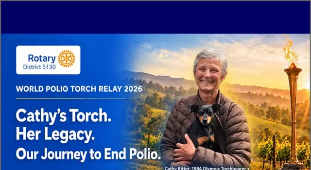 Historic 1984 Olympic Torch to lead Rotary World Polio Relay Oct. 2026, Rotary District 5130 announces Rotary District 5130 World Polio Torch Relay 2026
