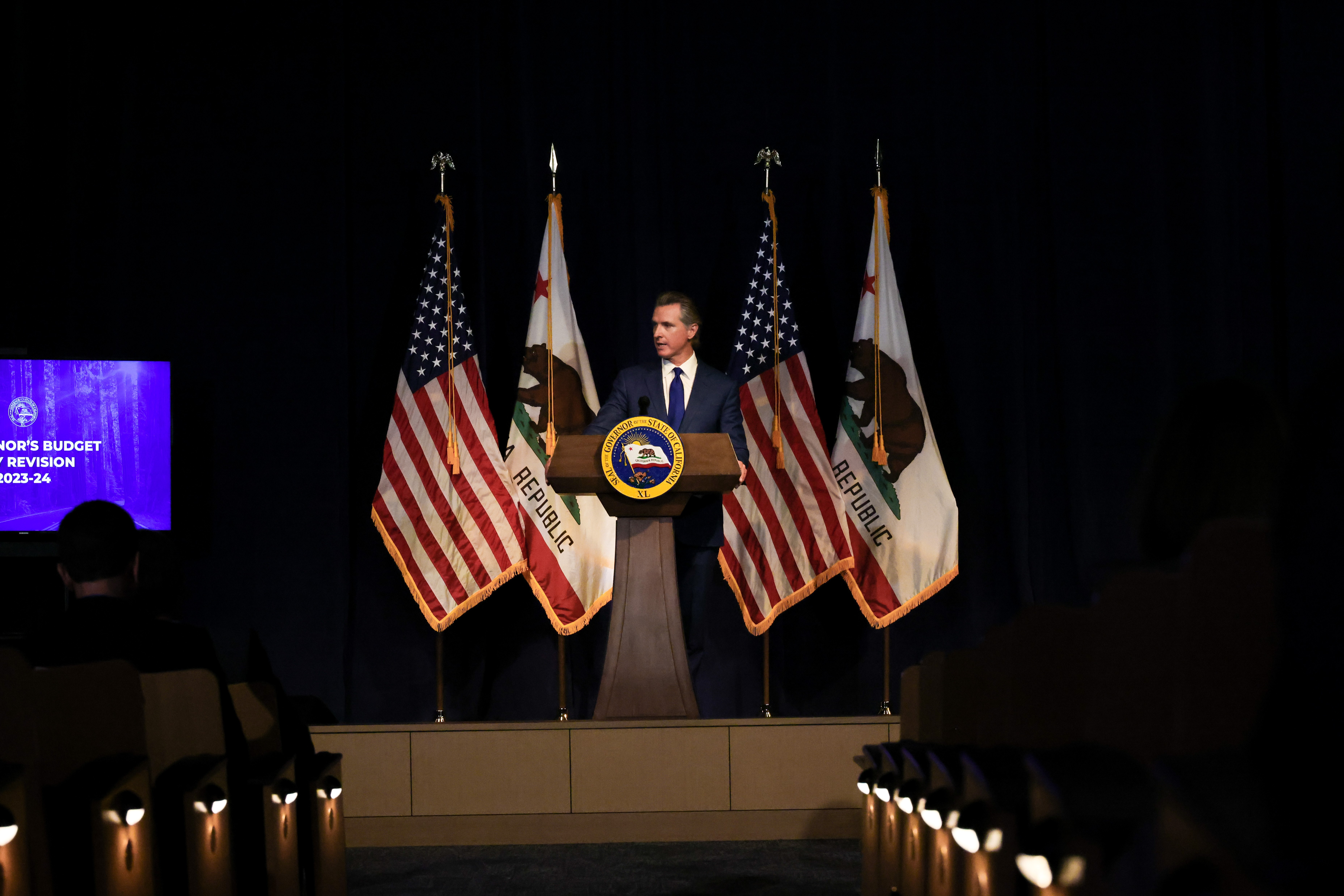 Governor Newsom presents revised budget plan in Sacramento
